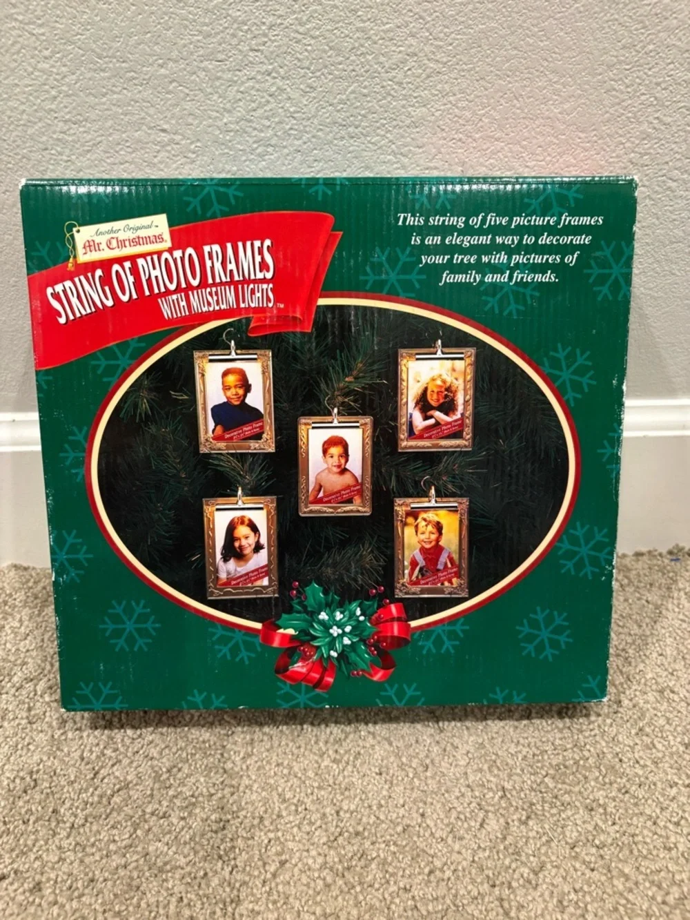 Vintage Y2K Mr Christmas String Of Photo Frames With Museum Lights Brand New